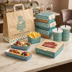 Custom Printed Biodegradable Eco Certified Food Restaurant Takeaway Delivery Burger and Meal Packaging Paper Bag