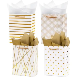 Custom Printed Biodegradable Eco Friendly White Card Paper Bag for Everyday Carrying Grocery Shopping Personal Item Storage