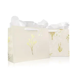 Custom Printed Biodegradable Eco-Friendly White Card Paper Bags for Corporate Events Weddings and Birthdays