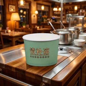 Custom Printed Biodegradable Food Grade Single Wall Disposable Eco-Friendly Kraft Paper Soup Bowls with Lid for Takeout