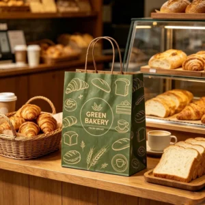 Custom Printed Biodegradable Kraft Paper Shopping Bag with Twisted Paper Handle for Restaurant Takeaway
