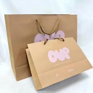 Custom Printed Biodegradable With LOGO Luxury Craft Gift Brown White Packaging Printed Shopping 230GSM Kraft Bags