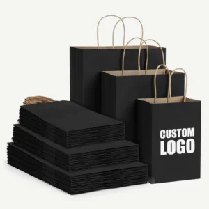 Custom Printed Black Kraft Paper Food Packaging and Shopping Bags