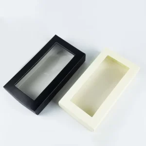 Custom Printed Black Paper Packaging Box with Plastic Window