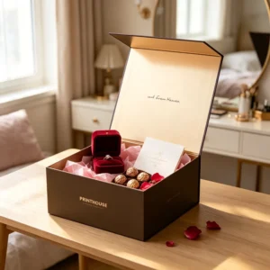 Custom Printed Book-Shape Magnetic Flip-Top Gift Box with Gold Foil Embossing for Wedding, Cosmetics, Beauty, and Liquor