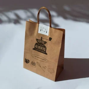 Custom Printed Brown Kraft Paper Bag for Bread and Food Takeaway Packaging