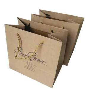 Custom Printed Brown Kraft Paper Retail Shopping Euro Tote Bags with Logos