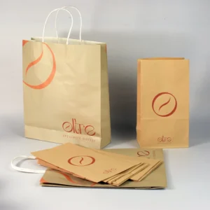 Custom Printed Brown Kraft Paper Shopping Bag with Handles for Food Takeaway Packaging