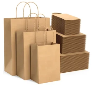 Custom Printed Brown Paper Grocery Shopping Bag Large Capacity Durable Eco Friendly Reusable Kraft Paper Bag