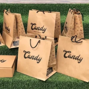 Custom Printed Brown White Kraft Paper Shopping Bags