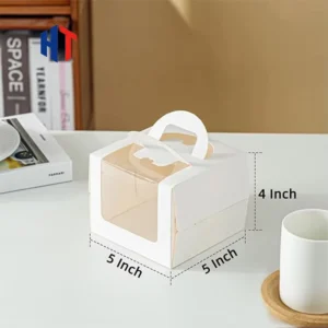 Custom Printed Cardboard Paper Portable Bakery Cake Packaging Box with Window Handle
