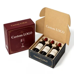 Custom Printed Cardboard Wine Bottle Mailer Shipping Box with Insert