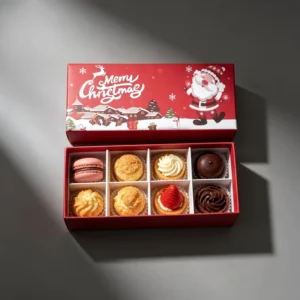 Custom Printed Christmas Chocolate Box With Paper Compartments for Cookies Snacks and Desserts