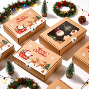 Custom Printed Christmas Window Boxes OEM Food Grade Packaging for Cookies and Holiday Gifts
