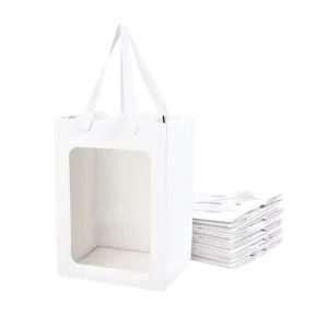 Custom Printed Clear Window Kraft Paper Bag White Black Kraft Paper Bag with Window