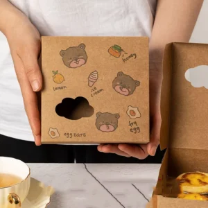 Custom Printed Clear Window Paperboard Box for Pastry Packaging of Baked Cakes Offset Printing for Food Use