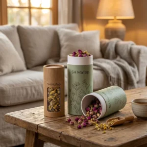 Custom Printed Compostable Kraft Paper Tubes Waterproof Cardboard Packaging for Candle Food Cosmetic Perfume