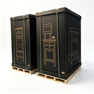 Custom Printed Corrugated Box Black Cardboard Shipping Box for Furniture Packaging