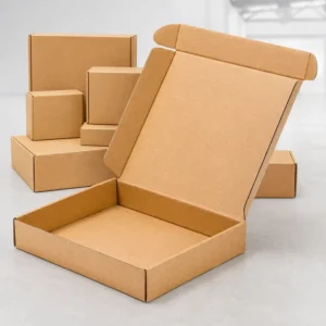 Custom Printed Corrugated Mailer Boxes Manufacturer Kraft Cardboard Self Locking Shipping Packaging for Ecommerce Apparel and Gifts