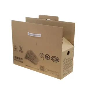 Custom Printed Corrugated Moving Carton with Reinforced Handle, Large Kraft Paper Box for Household Storage and Shipping Packaging