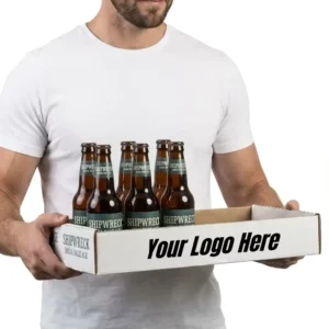 Custom Printed Corrugated Paper Tray for 8, 12, or 24 Soda and Beer Cans or Glass Bottles