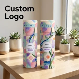 Custom Printed Cylinder Cardboard Packaging Canister with Matte Colorful Print for Cosmetics