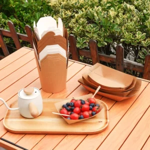 Custom-Printed Disposable Biodegradable Kraft Paper Boat Tray for BBQ
