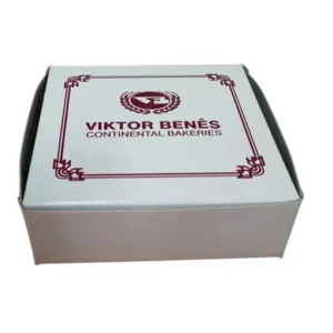 Custom Printed Disposable Cake Paper Box with Gold Foil, Matte Lamination, Embossing, Vanishing Features, Flat No-Glue Design