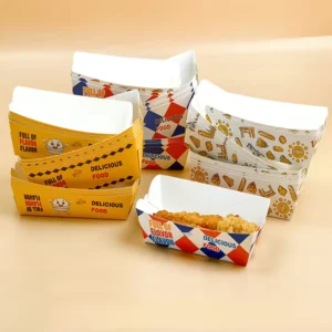 Custom Printed Disposable Kraft Paper Food Tray with Anti-Oil Lamination