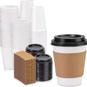Custom-Printed Disposable Paper Cups with Resin Coating for Tea and Coffee with Lids