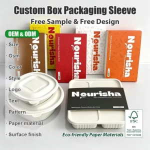 Custom Printed Disposable Paper Food Box Packaging Sleeve With Logo