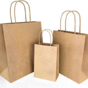 Custom Printed Eco-Friendly Brown Kraft Paper Bags with Handles for Restaurant Takeaway and Fast-Food Delivery