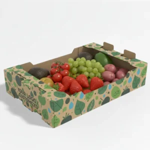 Custom Printed Eco-Friendly Corrugated Cardboard Fruit and Vegetable Tray, Stackable Supermarket Display Box