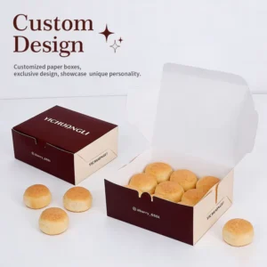 Aangepaste Geprinte Milieuvriendelijke Vouwbare Cake-, Brood-, Gebak- en Dessertverpakkingsdozen, Gecoat Kunstpapier