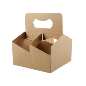 Custom Printed Eco Friendly Paper Kraft Coffee Cup Carrier Coffee Tray With Handle Suitable for Cafe Hot Drink Use