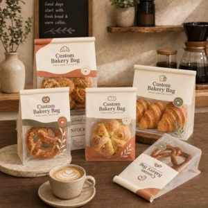 Custom Printed Eco Friendly Recyclable Disposable Retail Delivery Takeaway Lunch Handle Food Grade Bread Packaging