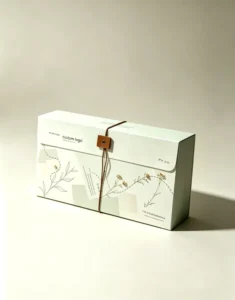Custom Printed Eco-Friendly Recyclable Paper Flip Gift Box with Leather Rope for Cards Jewelry and Wedding Favors