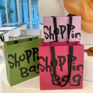 Custom Printed Eco Friendly Reusable Paper Bags with Your Own Logo White Shopping Bag with Handle