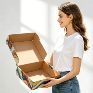 Custom Printed Eco-Friendly UV-Printed Corrugated Cardboard Shipping Mailer Box with Handle, Reusable, Waterproof, Magnetic, for Socks