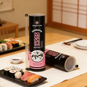 Custom Printed Eco friendly Food Grade Sushi Push Pop Paper Tube Cylinder Canister Packaging Biodegradable Chocolate Sugar