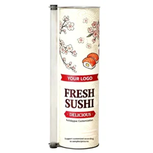 Custom Printed Eco-friendly Food Grade Sushi Push pop Paper Tube with Chopsticks Paper Canister Packaging