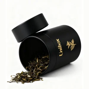 Custom Printed Embossed Food-Grade Recycled Cardboard Cylinder Jar with Sponge Liner for Tea, Coffee and Superfoods, 2 mm
