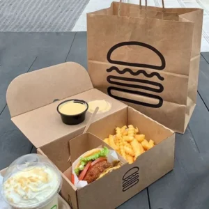 Custom Printed Fast Food Takeaway Paper Boxes for Fried Chicken, Burgers, Fish and Chips, and Fries