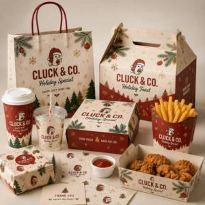 Custom Printed Festive Meal Boxes for Fast Food Restaurants and Catering, Holiday OEM Supplier