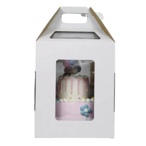 Custom Printed Food-Grade Bakery Cupcake Folding Paper Box with Handle and Window