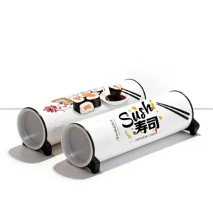 Custom Printed Food Grade Biodegradable Sushi Paper Tube Canister with Soy Sauce