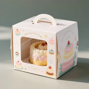 Custom Printed Food-Grade Cardboard Cake Box with Window for Desserts and Tiramisu
