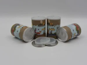 Custom Printed Food Grade Composite Paper Canister with Removable Plastic Lid Cylindrical Dry Food Storage Tube