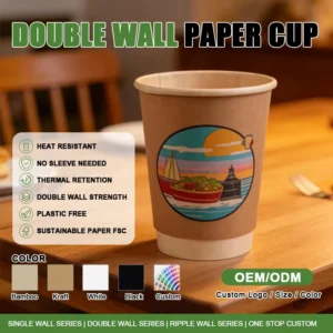 Custom Printed Food Grade Double Wall Paper Cups for Hot Drinks