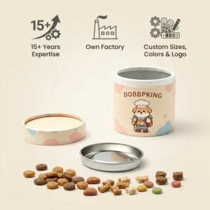 Custom Printed Food Grade Kraft Cylinder Storage Sealed Moisture Proof Candy Cookie Cat Dog Pet Paper Tube Packaging
